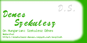 denes szekulesz business card